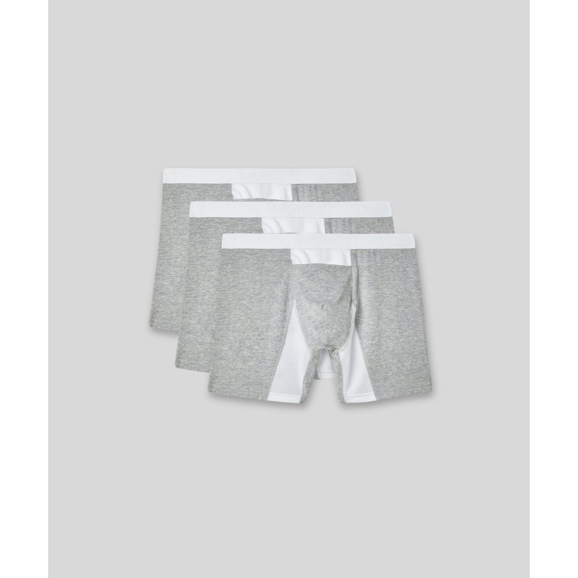 close-up of horizontal fly on mens boxer brief 3 pack