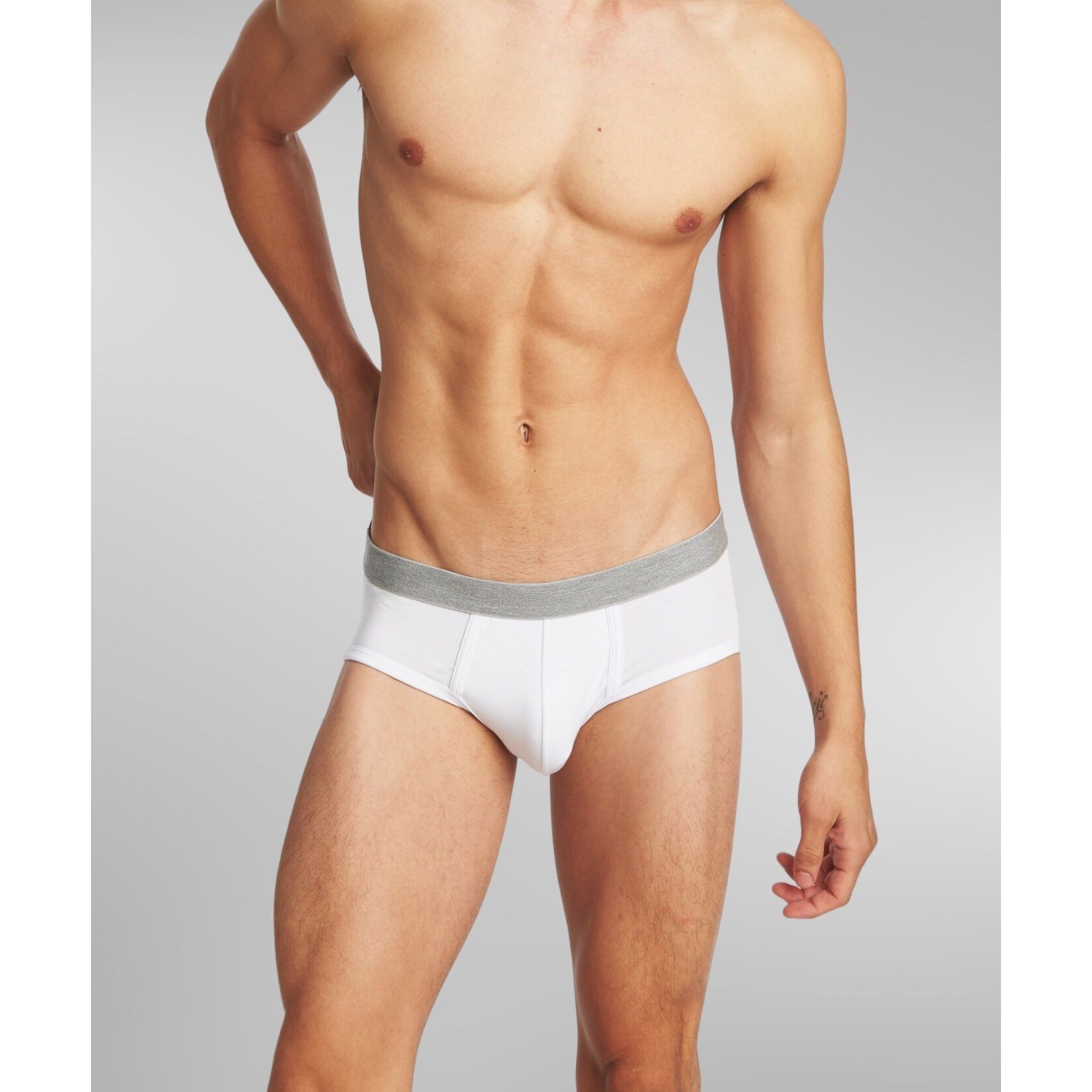 SilkCut Micro Modal men’s hip brief in black showing low-rise fit