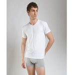 SilkCut Micro Modal Air undershirt folded to display clean neckline and stretch drape