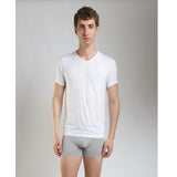 SilkCut Micro Modal Air men’s V-neck undershirt White back view moisture wicking