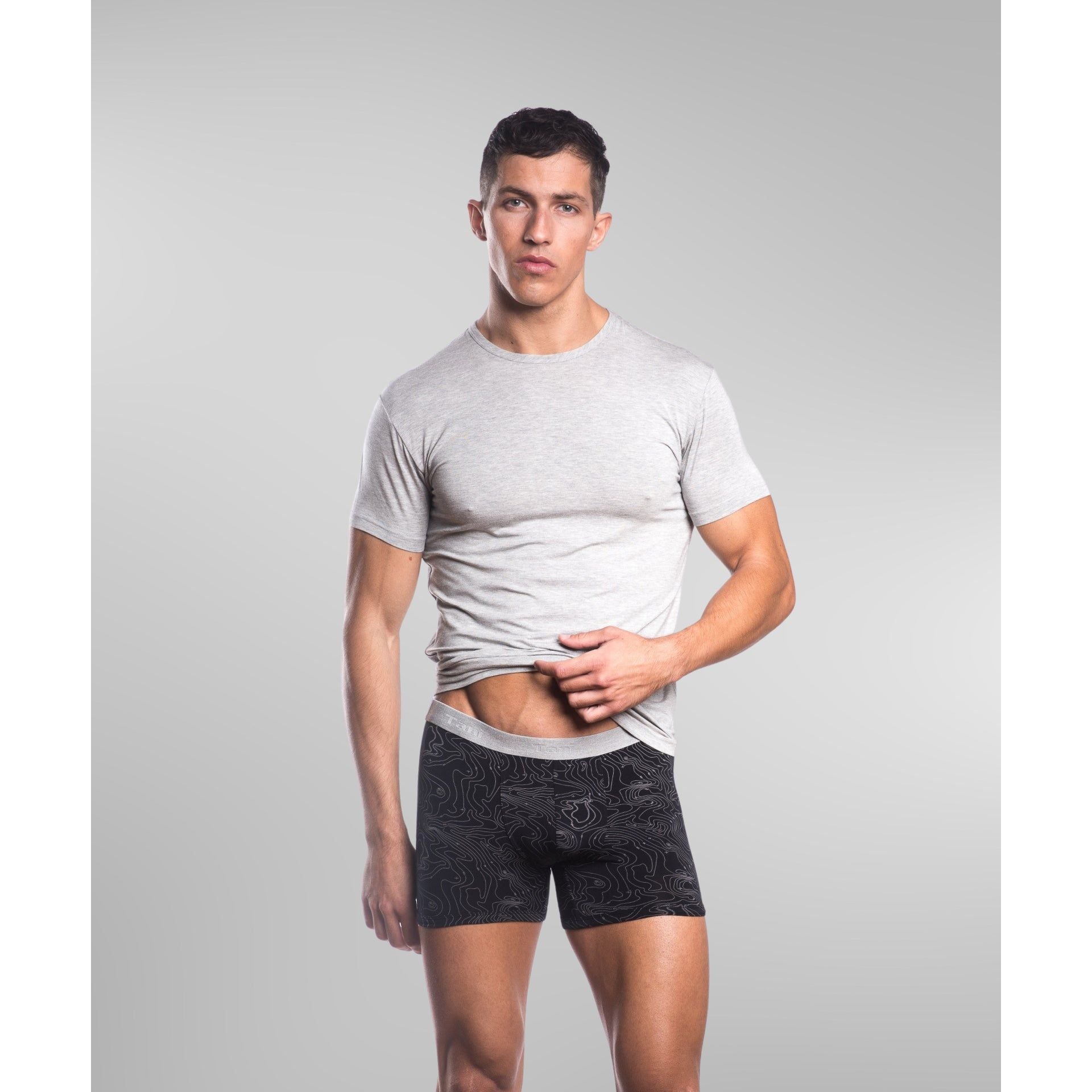 Breathable Micro Modal crew neck t-shirt in Grey front view – ultra soft stretch fit for men