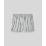 Light grey striped silk boxer shorts flat lay