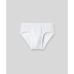 White modal brief underwear front view on gray background