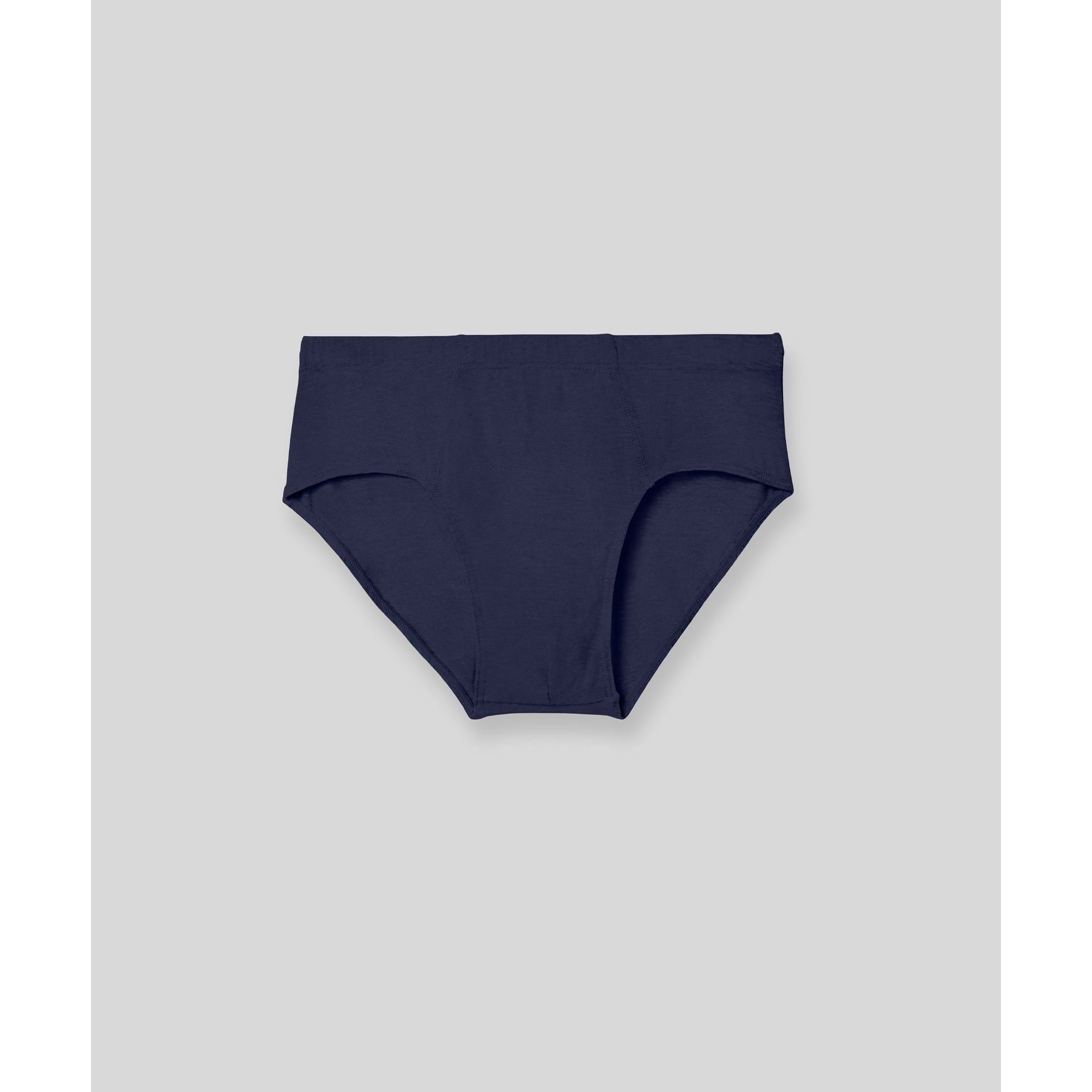 Navy modal brief underwear front view on gray background