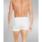 Side view of model in White Slim Button Boxer Brief – ergonomic pouch and smooth waistband