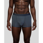 Men’s modal stretch trunks on model Grey no roll waistband