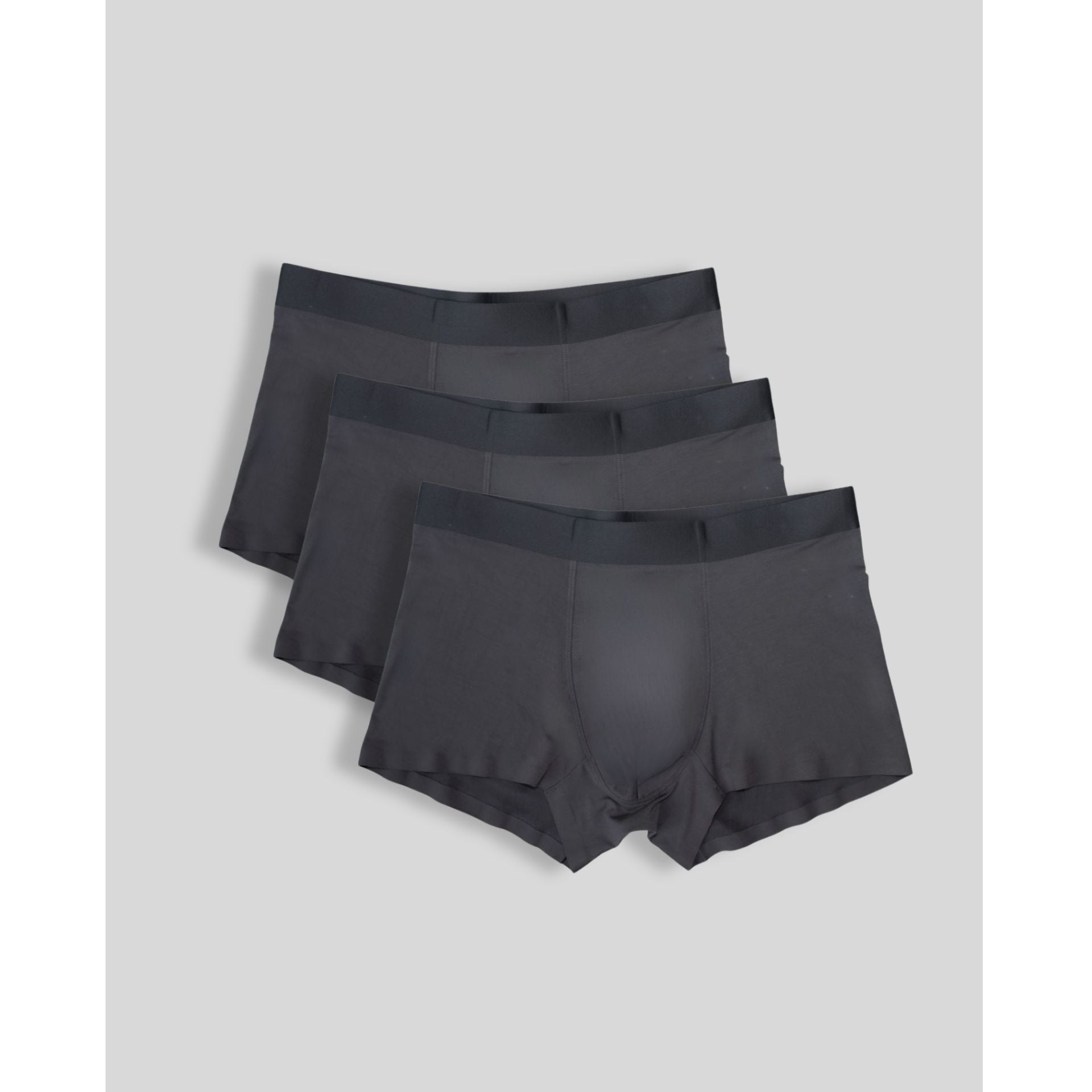SilkCut men’s modal trunks 3 pack in Grey front view