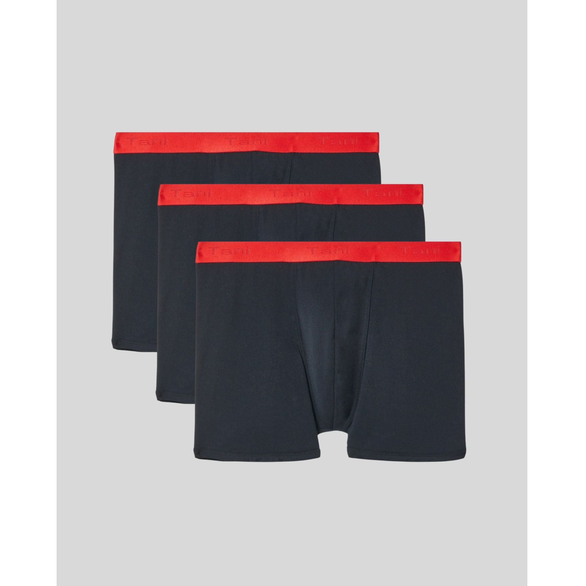SilkCut Men's Boxer Briefs 3-Pack in Black with Red Waistband - Lightweight, Micro Modal Air® Underwear
