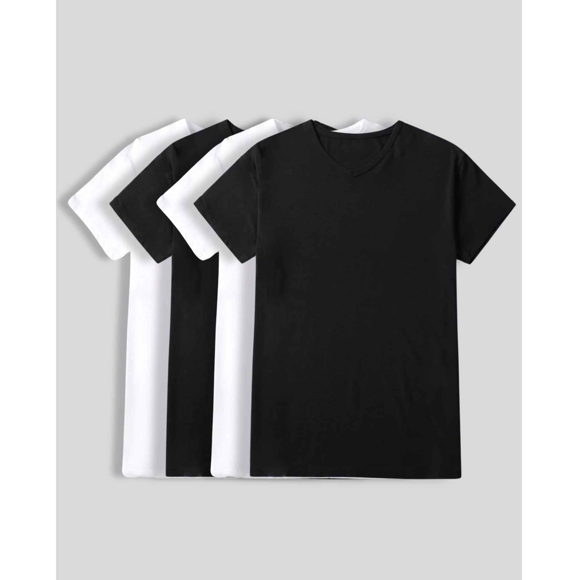 Men’s Micro Modal V-Neck undershirts 4 pack in black and white