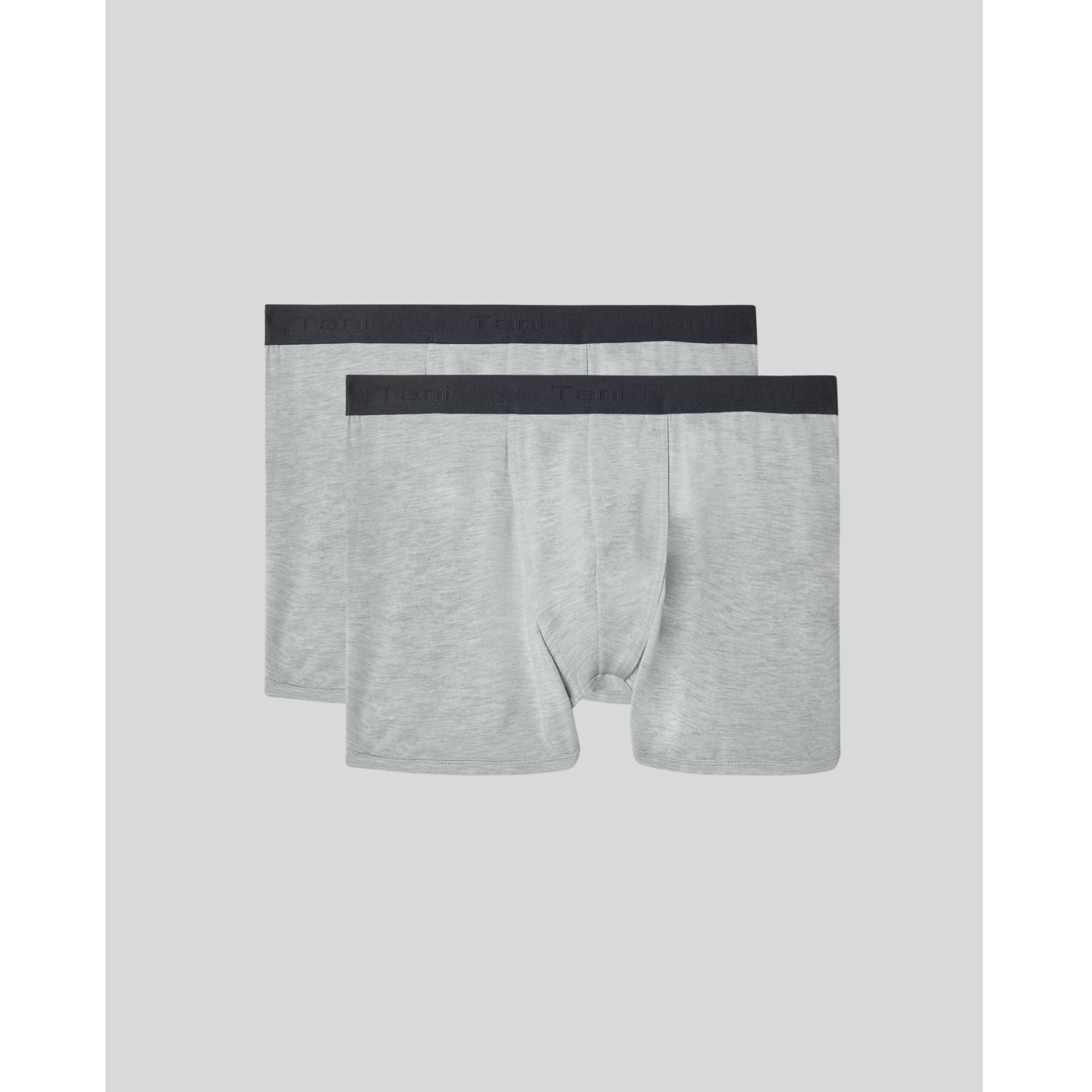 SilkCut grey boxer briefs folded flat on a clean white surface