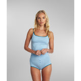 SilkCut women’s strap camisole baby blue with emerald piping