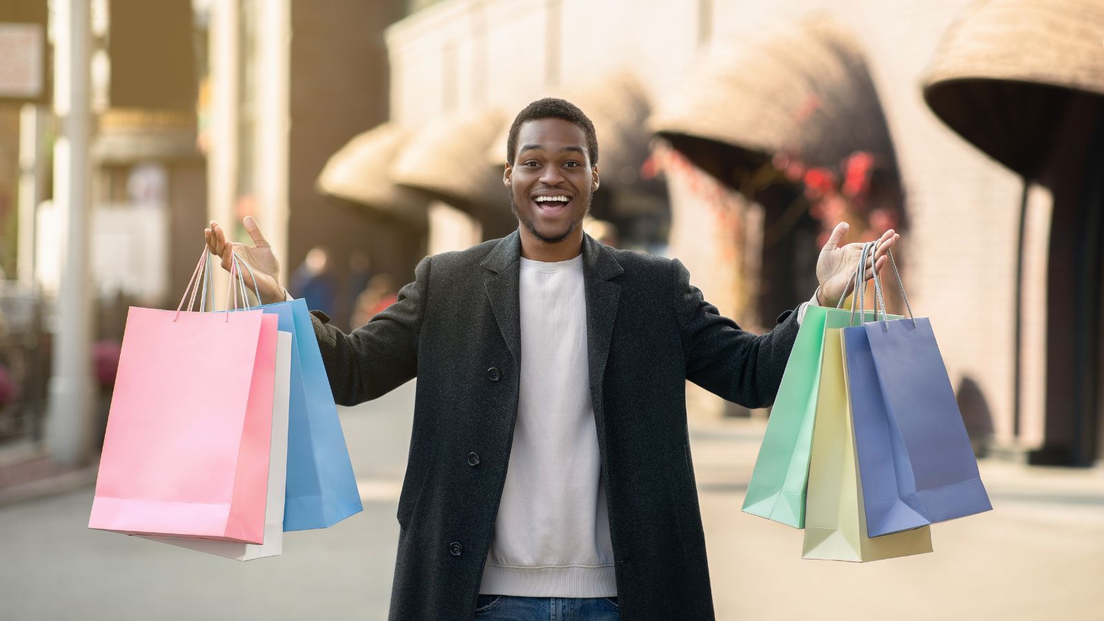 man excited for black friday offers