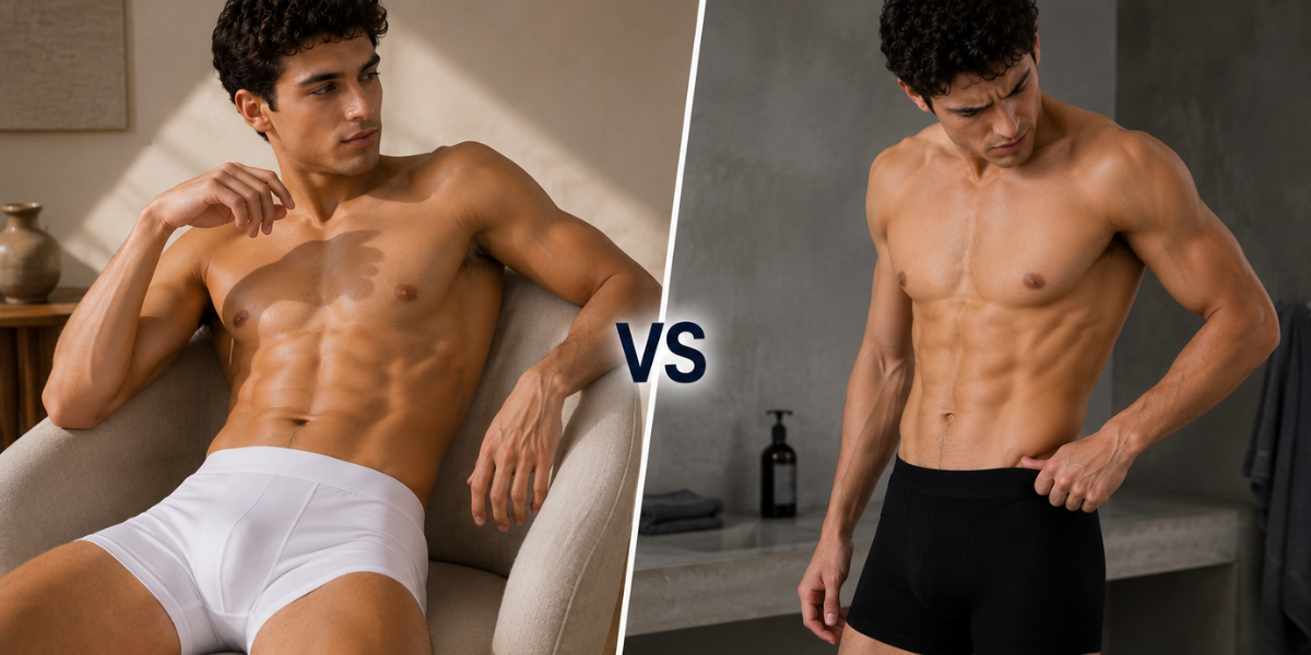SilkCut vs Hanes comparison image showing premium breathable SilkCut underwear beside cotton basics and value multipack underwear
