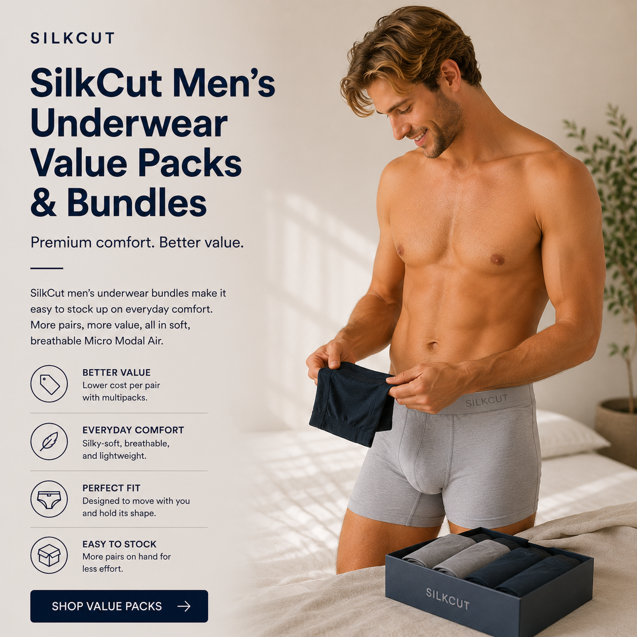 SilkCut men’s underwear value packs and bundles premium boxer briefs and underwear styles