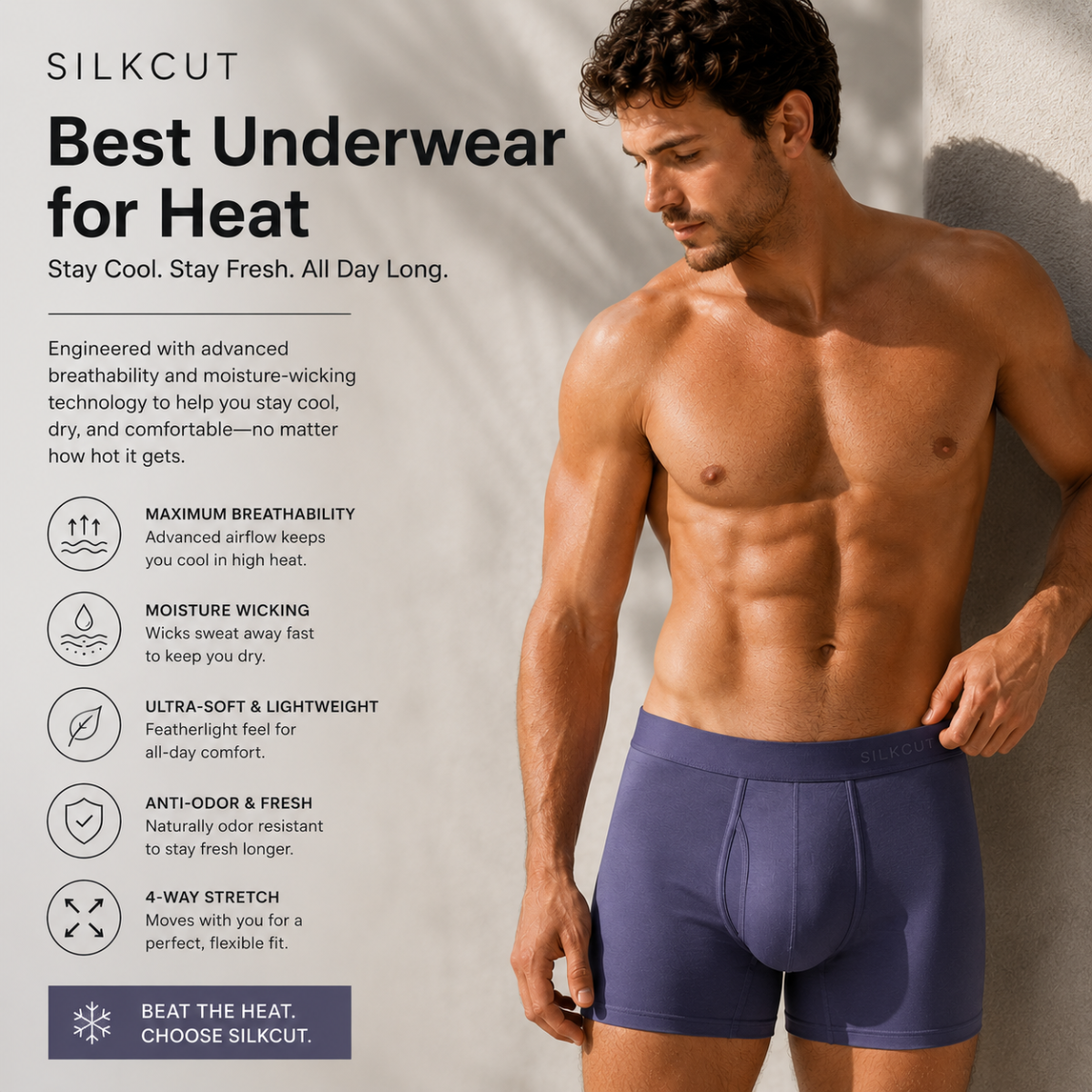 best underwear for heat prioritizes breathability, thermoregulation, and moisture control. SilkCut underwear is engineered with Micro Modal Air