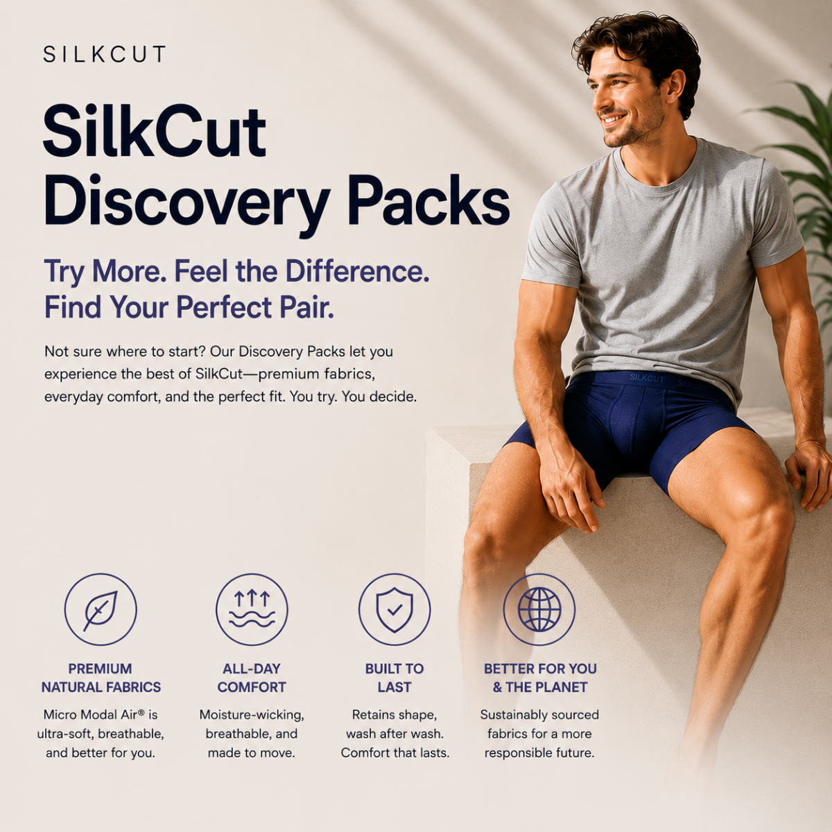 SilkCut Discovery Packs are designed to help you find your perfect fit by combining multiple underwear styles in one premium bundle