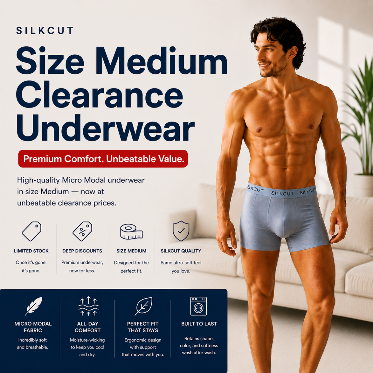 clearance sale.  Size Medium men's underwear and lounge essentials. 