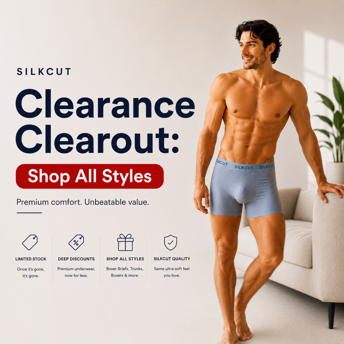 Men's Boxer Briefs : Up to 50% Off SilkCut Essentials