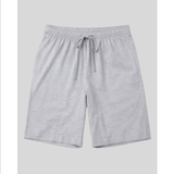 Gray shorts with a drawstring on a light gray background