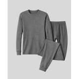 SILKCUT UNDERWEAR THERMAL SET IN GREY  set on a light gray background light gray background