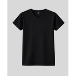 Black t-shirt on a light gray background