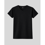 Black t-shirt on a light gray background