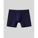 Navy blue boxer briefs on a light gray background