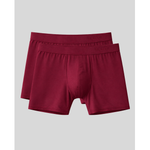 Two pairs of maroon performance boxer briefs on a light gray background