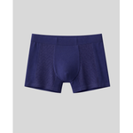 Blue boxer briefs on a light gray background