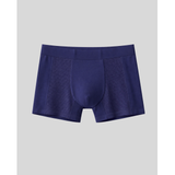 Blue boxer briefs on a light gray background