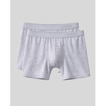 Two pairs of gray micro modal boxer briefs with 'SilkCut' branding on a light gray background.