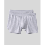 Two pairs of gray micro modal boxer briefs with 'SilkCut' branding on a light gray background.