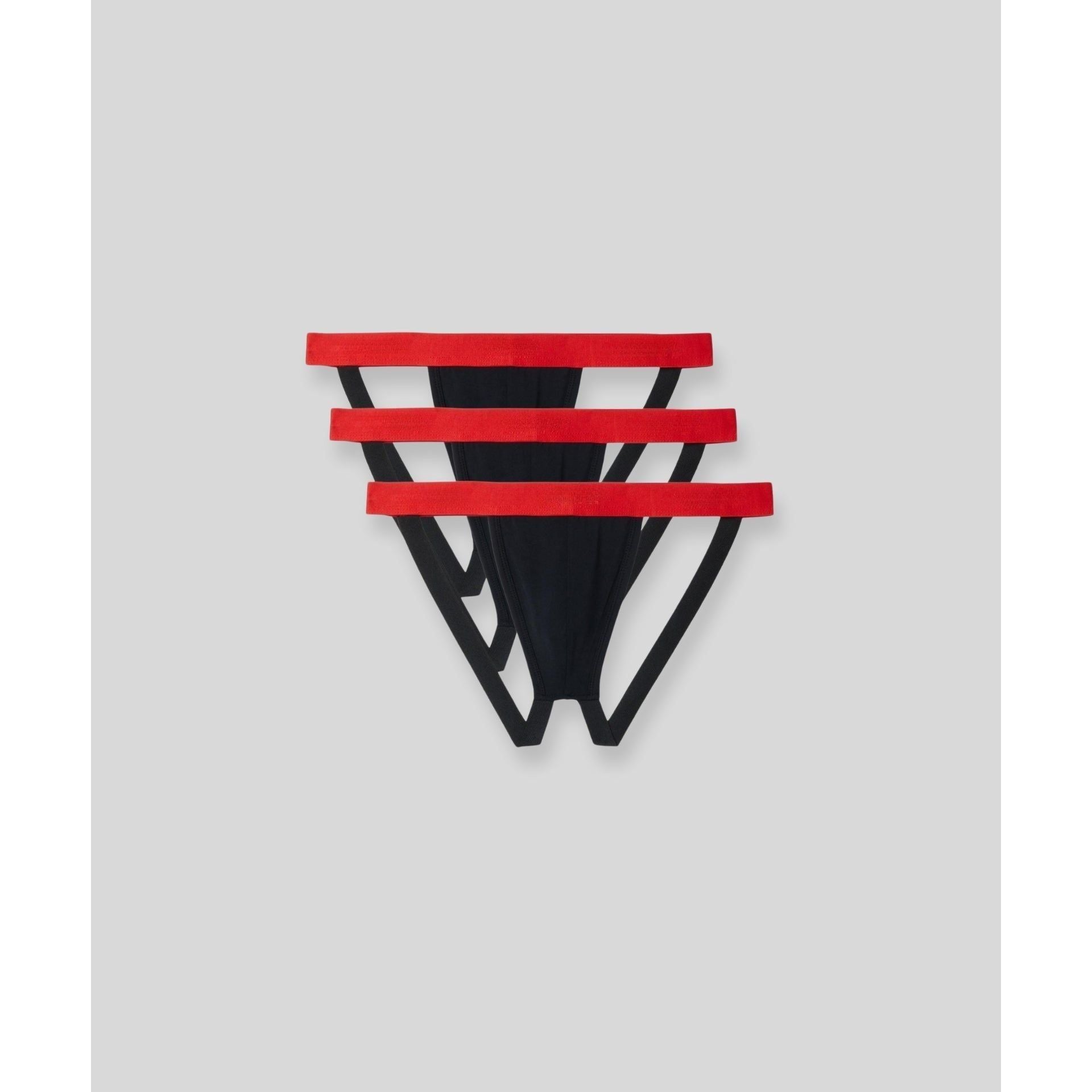 Mens Jock Strap in color red and black, stylish, cheeky, comfortable for any activity
