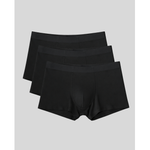 Three pairs of black boxer briefs. 
They feature a waistband is designed to stay flat without rolling or causing pressure
