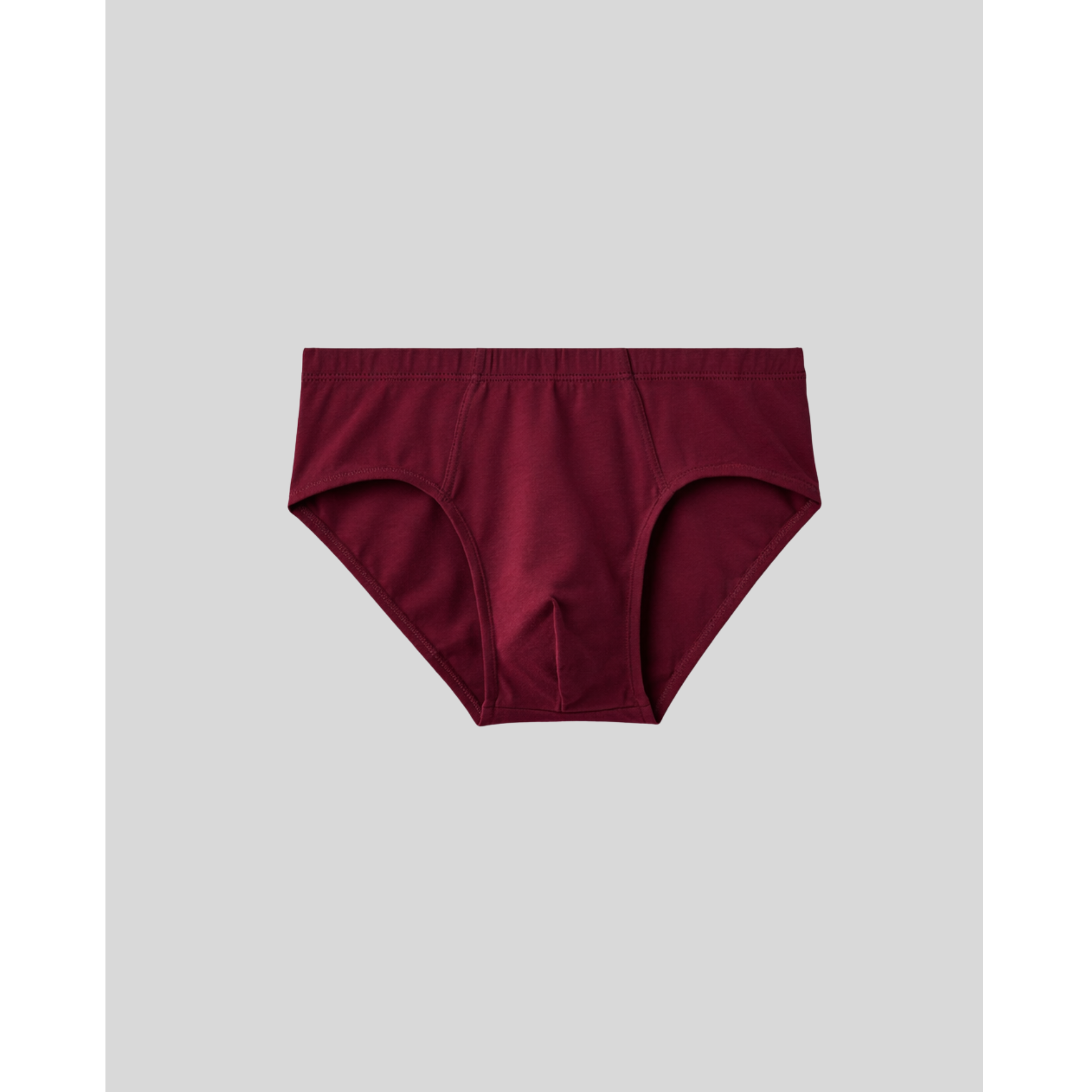 Maroon underwear on a light gray background