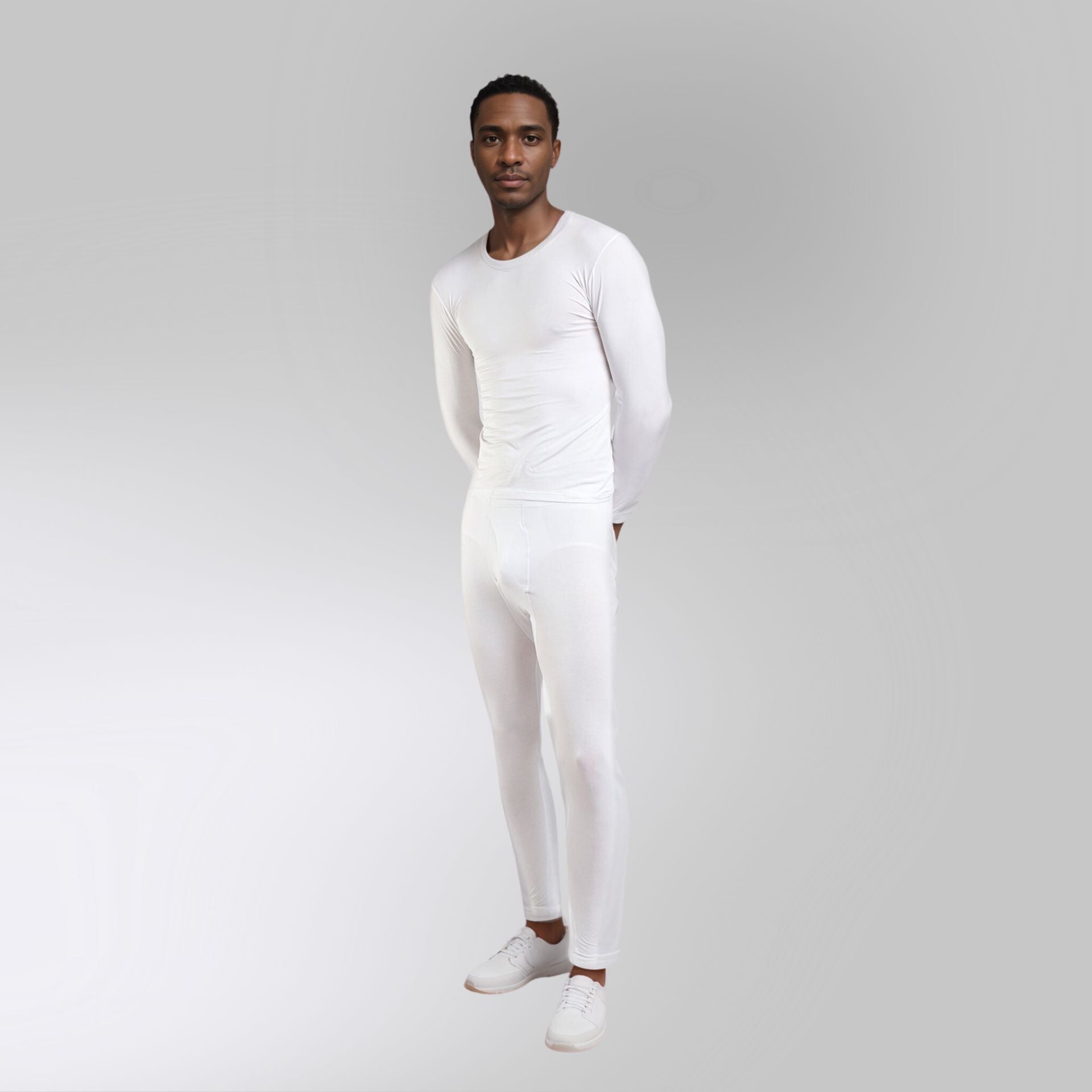 SilkCut-Mens-Thermal Underwear Set White