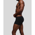 Side view of male model wearing silkcut underwear black Modal Stretch Trunk highlighting ergonomic pouch and leg fit