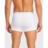 Male model shown from the back wearing white silkcut underwear SilkCut boxer briefs on a clean white studio background. micro modal air 
