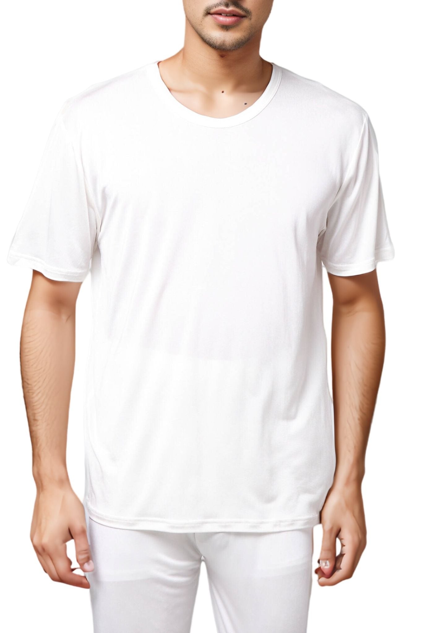 image of a man wearing ultra-lite natural silk shirt